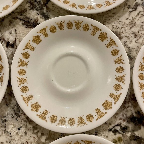Vintage Corelle Butterfly Gold Saucers 6-1/4" Plates 6.25” Set Of 8 - Picture 4 of 4